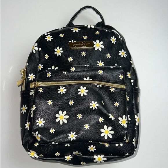 Jessica Simpson Black with White Daisy Print Small Backpack Purse - Picture 1 of 7